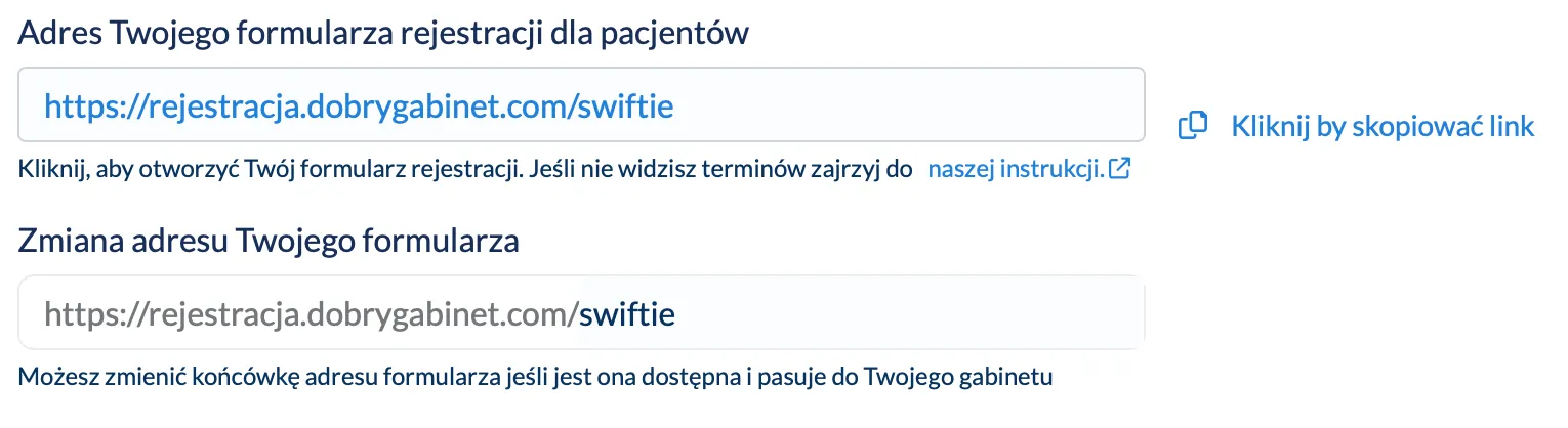 Link do formularza rejestracji online dla pacjentów