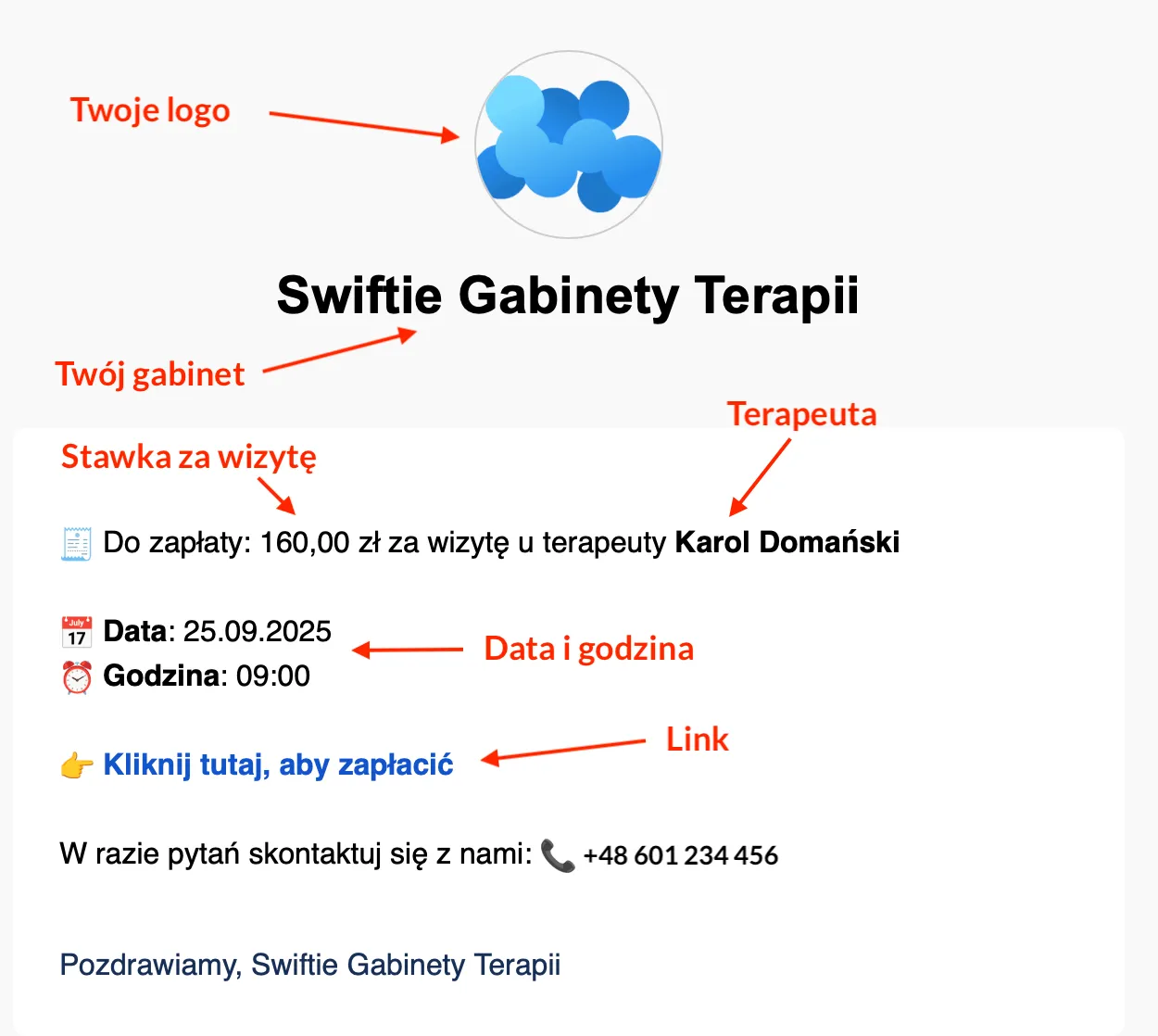 Mail z linkiem do płatności