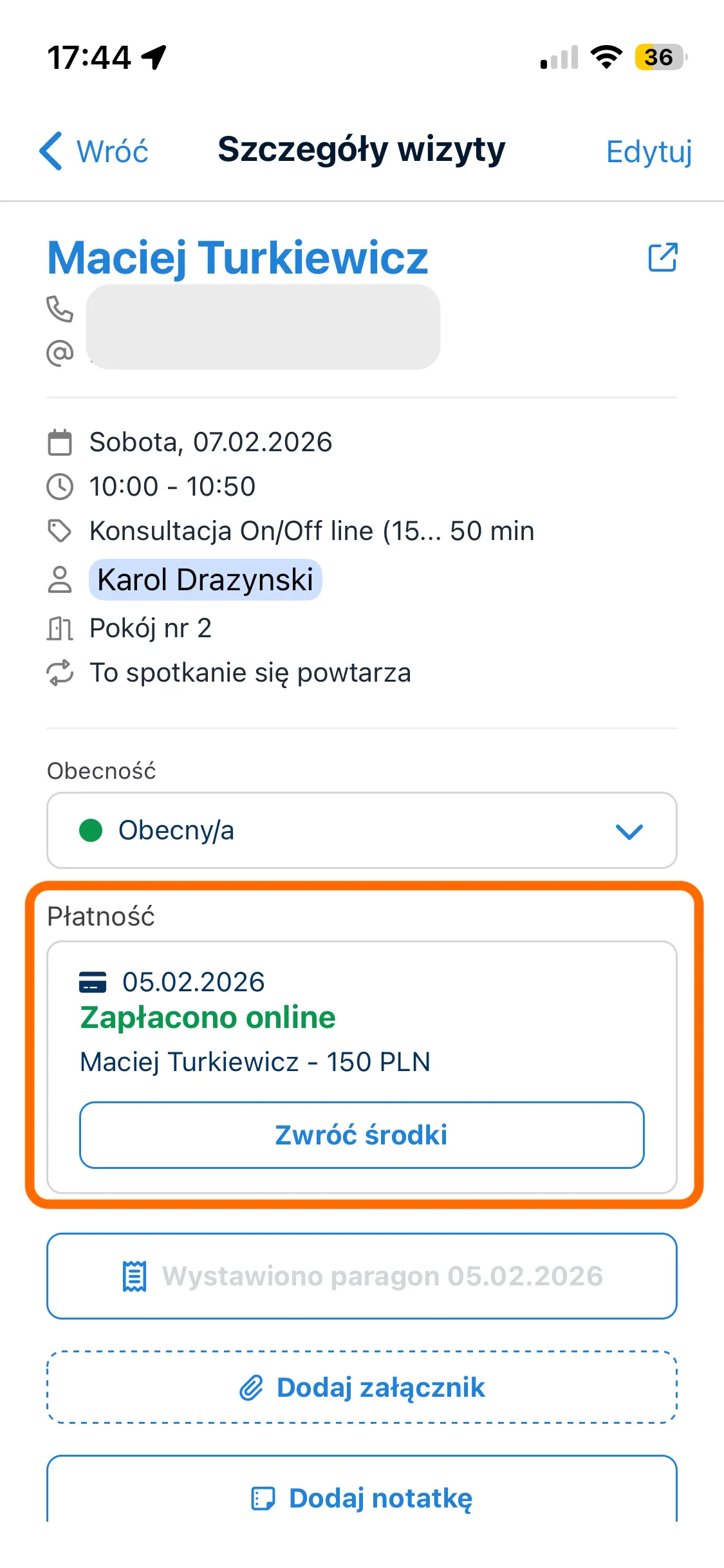 Status płatności w aplikacji mobilnej