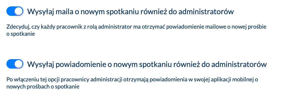 Automatycznie powiadamiaj administratora o nowym spotkaniu