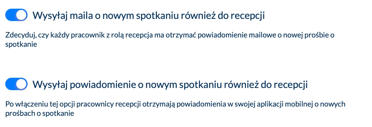 Automatycznie powiadamiaj recepcję o nowym spotkaniu