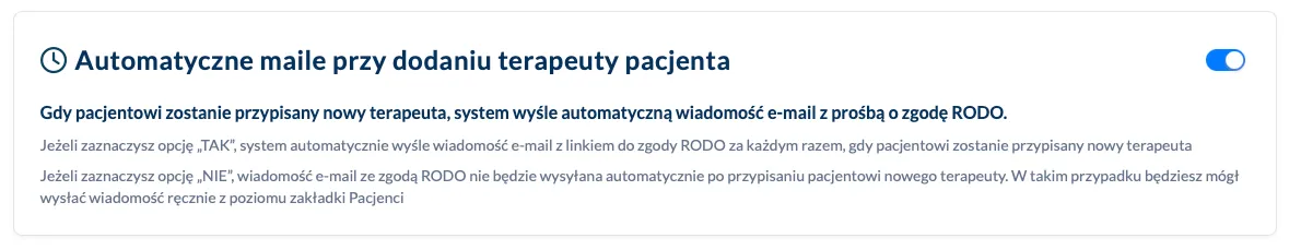 Wysłanie maila po dodaniu terapeuty do pacjenta