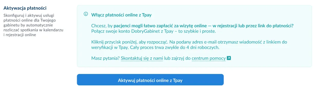 Aktywacja konta Tpay