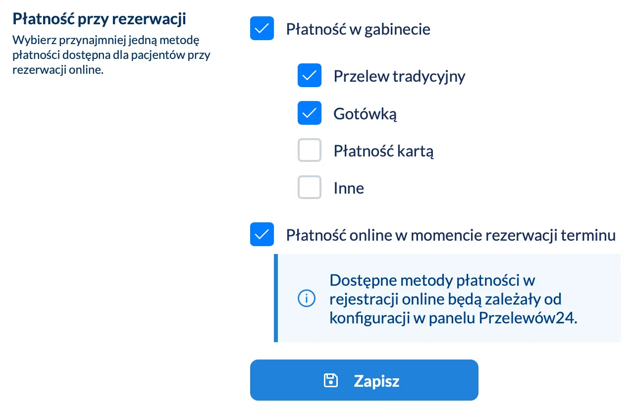 Wybór metod płatności dla pacjentów